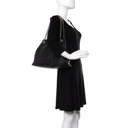 Gucci Pebbled Calfskin Medium Soho Chain Shoulder Bag Black 2 of 11