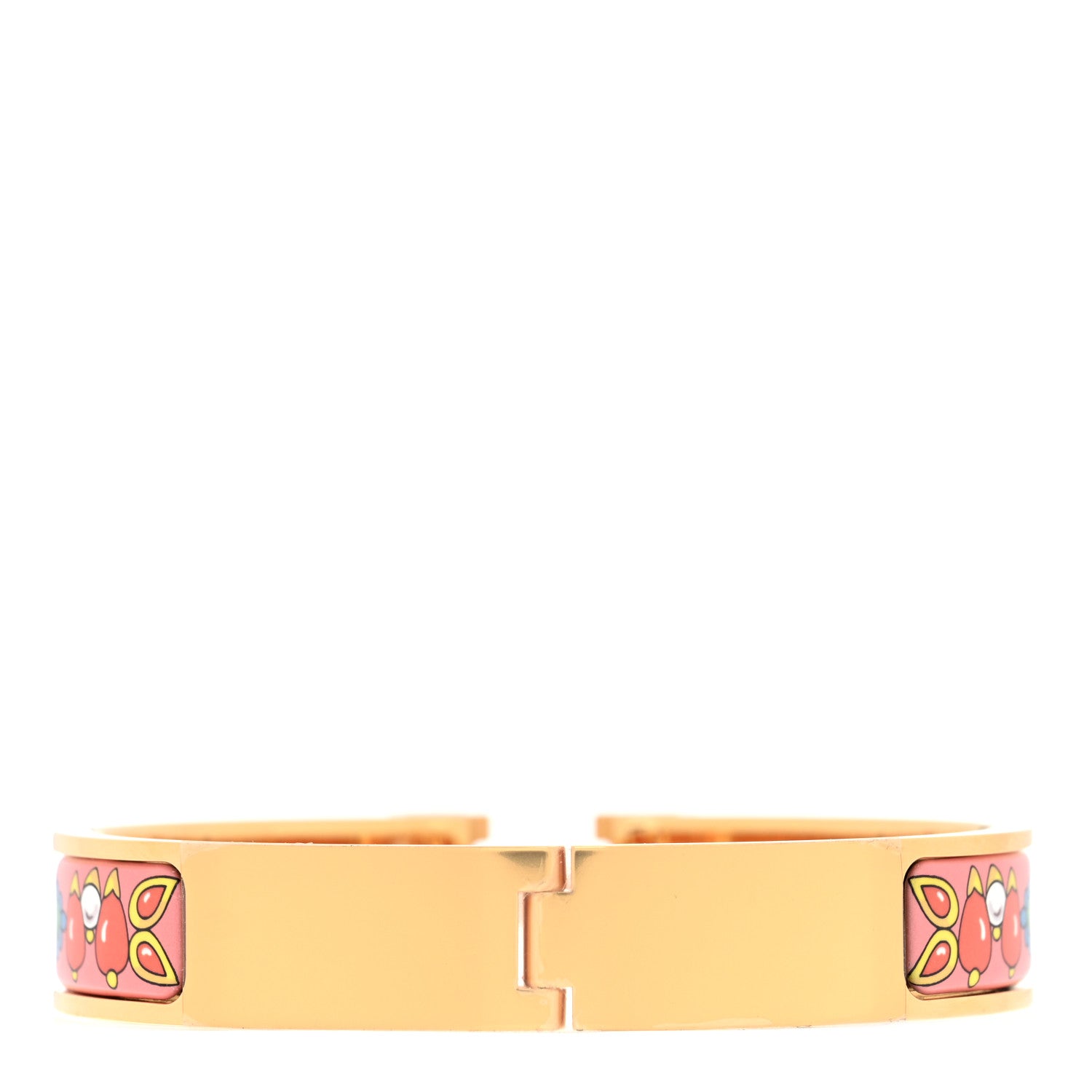 Hermes Enamel Printed Parures de Maharajas Narrow Clic Clac H Bracelet GM Tropique 3 of 5