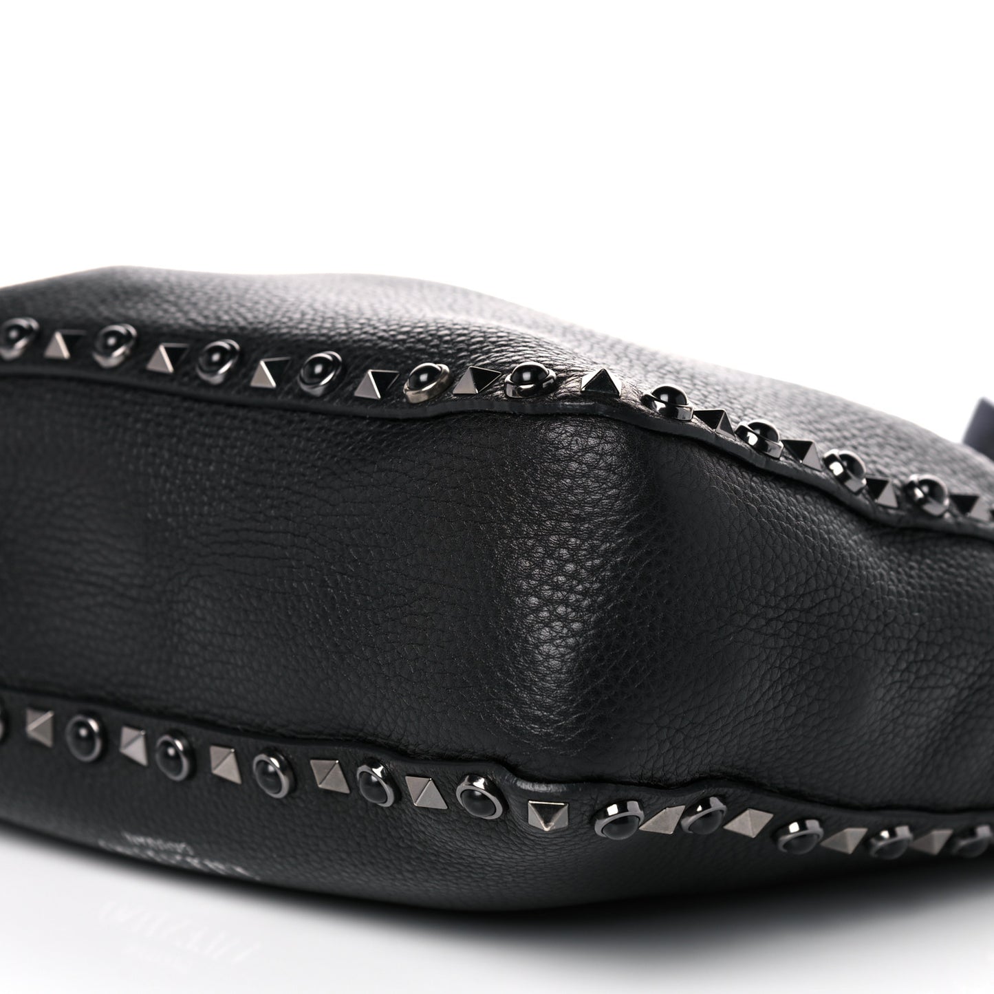 Pebbled Calfskin Onyx Small Rockstud Rolling Flip-Lock Messenger Bag Black