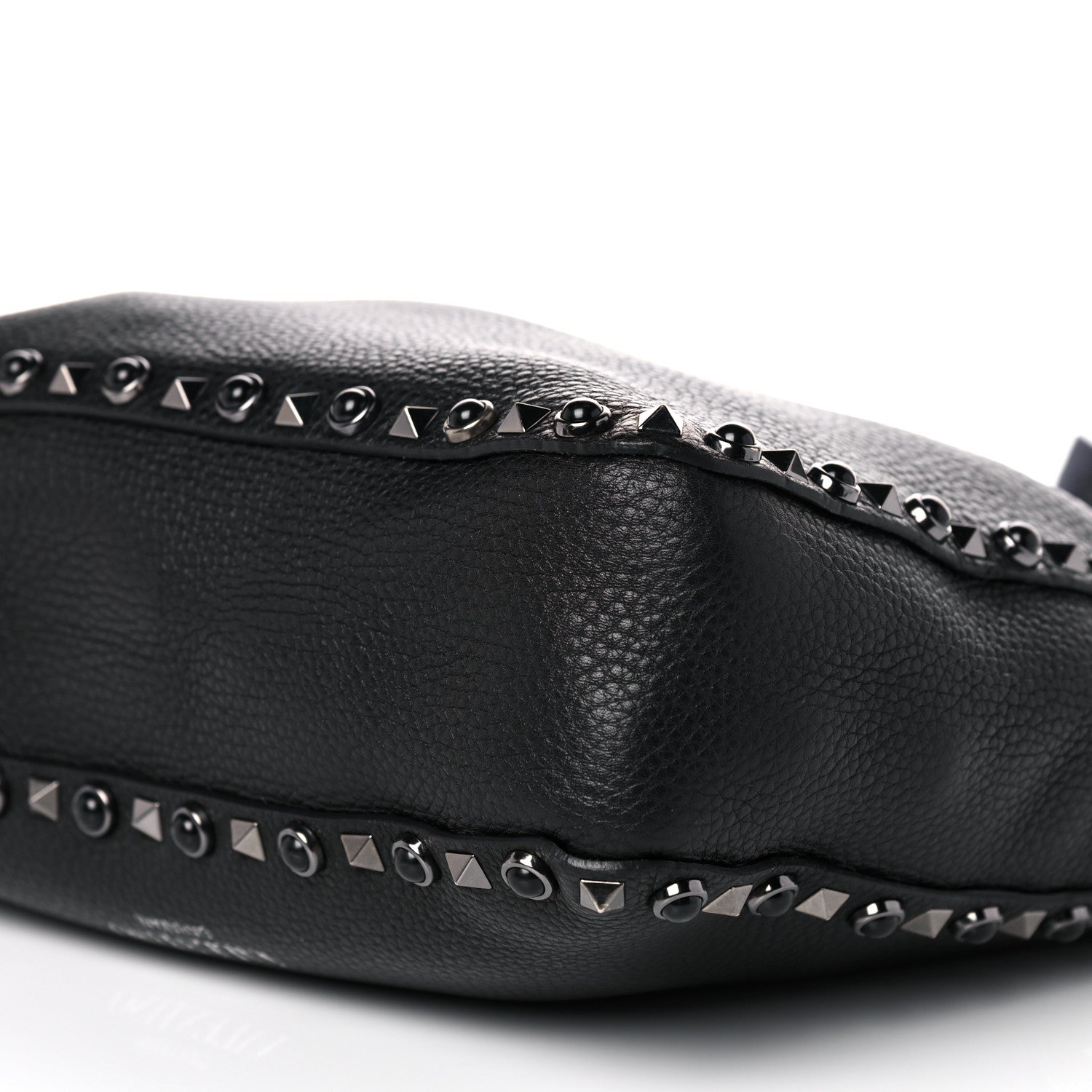 Valentino Garavani Pebbled Calfskin Onyx Small Rockstud Rolling Flip-Lock Messenger Bag Black 9 of 14