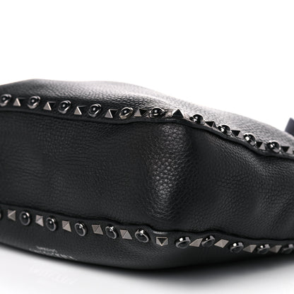 Valentino Garavani Pebbled Calfskin Onyx Small Rockstud Rolling Flip-Lock Messenger Bag Black 9 of 14