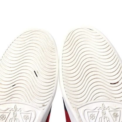 Gucci Calfskin Nappa Web LOVED Embroidered Womens Ace Sneakers 38 White Red Flame Notte 11 of 13
