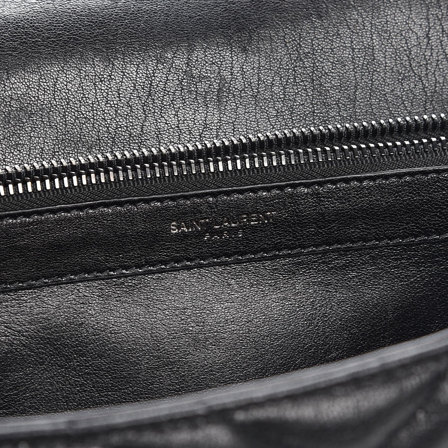 Sheepskin Matelasse Chevron Monogram Large College Satchel Black