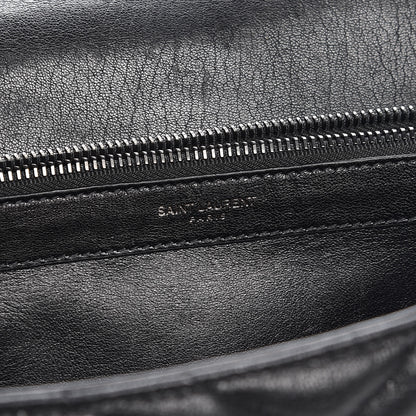 Saint Laurent Sheepskin Matelasse Chevron Monogram Large College Satchel Black 8 of 10