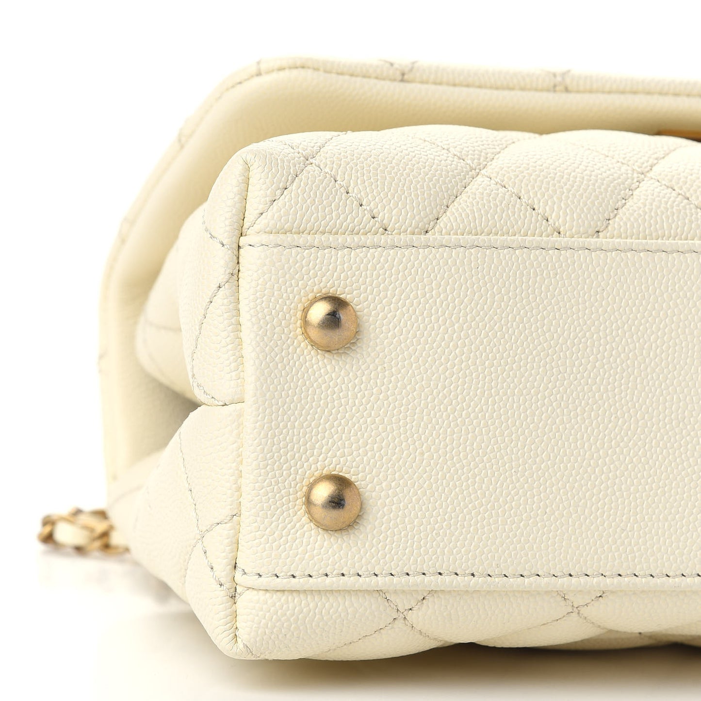 Caviar Elaphe Quilted Mini Coco Handle Flap Ivory