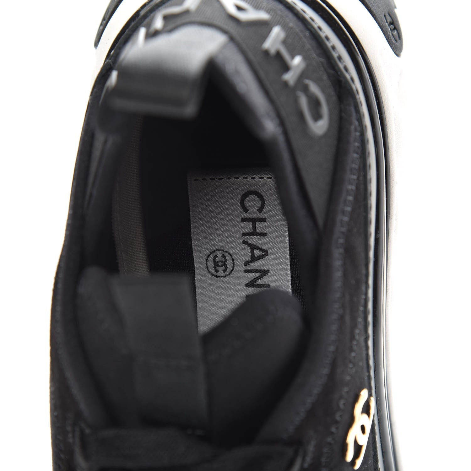 Chanel Velvet Calfskin Mixed Fibers CC Sneakers 37.5 Black 7 of 8