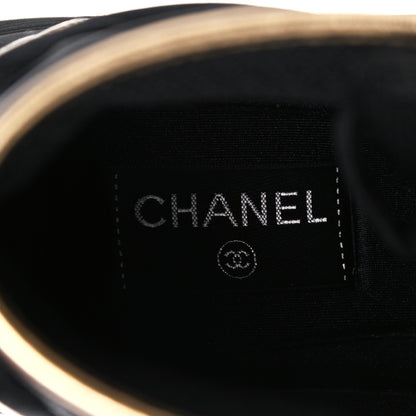 Chanel Satin Lambskin Fabric Tweed CC High Top Sneakers 37.5 Black Gold 6 of 10