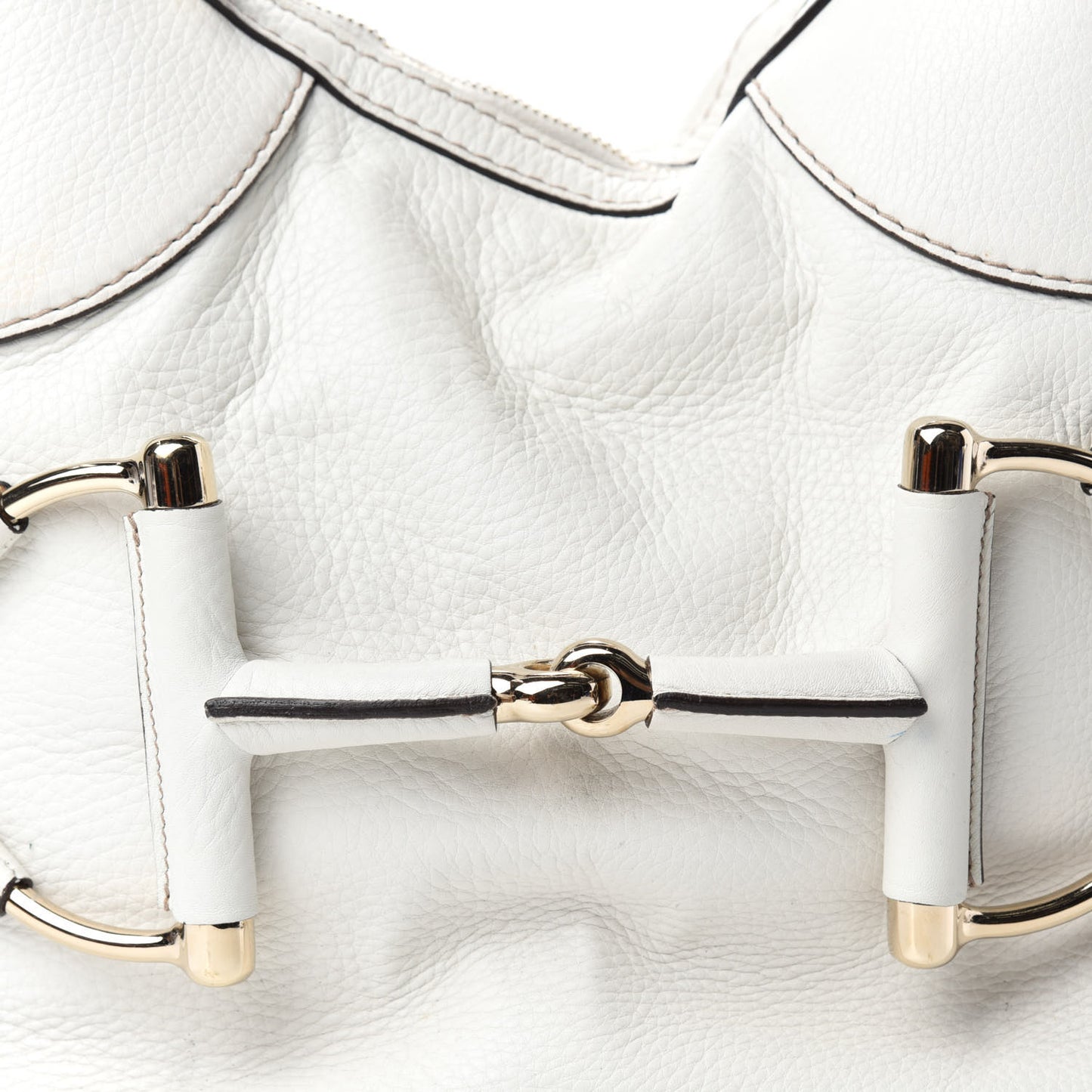 Calfskin Horsebit Web Hobo White