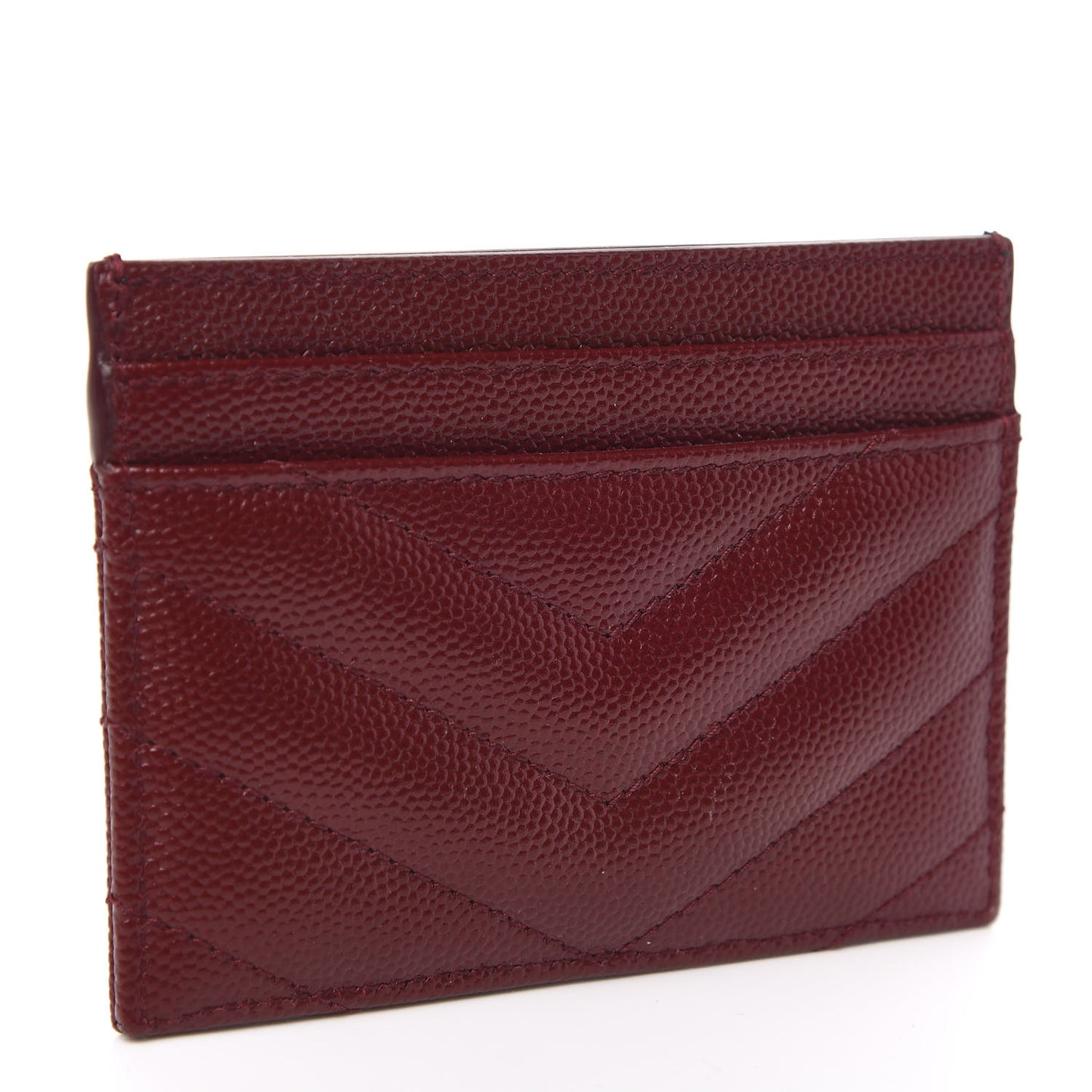 Grain De Poudre Matelasse Chevron Monogram Credit Card Case Palissandre