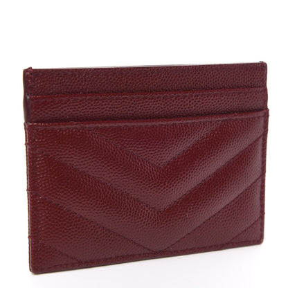 Saint Laurent Grain De Poudre Matelasse Chevron Monogram Credit Card Case Palissandre 3 of 8
