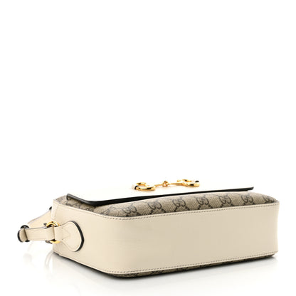Gucci GG Supreme Monogram Small Horsebit 1955 Shoulder Bag Beige Mystic White 4 of 14
