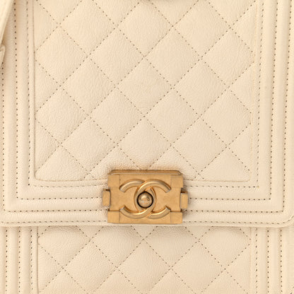 Chanel Caviar Quilted North South Boy Flap White 7 of 9