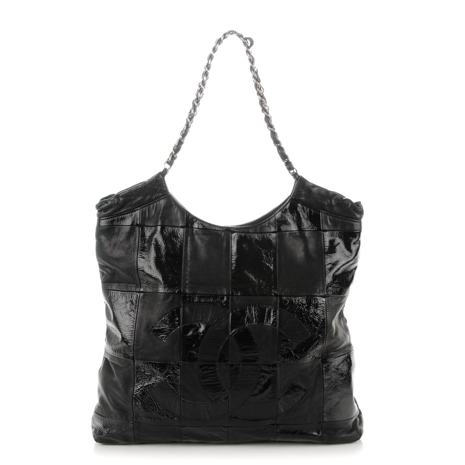 Chanel Patent Calfskin Patchwork Brooklyn Tote Black 1 of 8