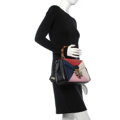 Gucci Calfskin Bamboo Trapuntata Queen Margaret Top Handle Bag Blue Agata Hibiscus Red Mystic White Sugar Pink 3 of 8