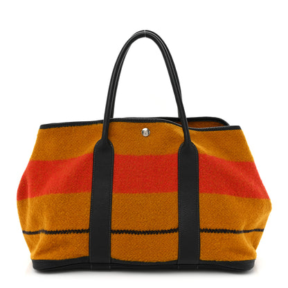 Hermes Wool Rocabar Garden Party Tote 36 MM Orange Black 1 of 13