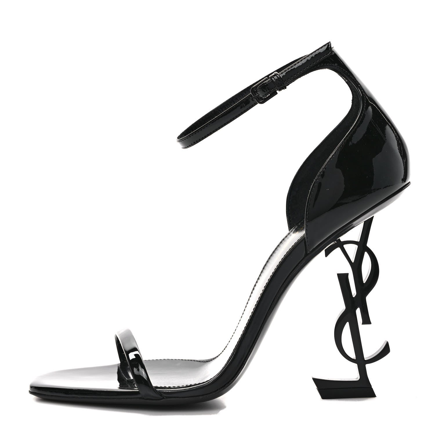 Saint Laurent Patent Calfskin Opyum 110 Sandals 38.5 Black 1 of 8