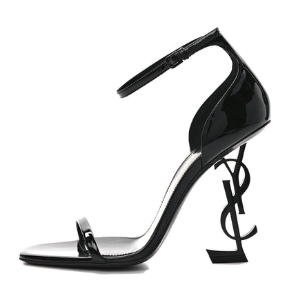 Saint Laurent Patent Calfskin Opyum 110 Sandals 38.5 Black 1 of 8