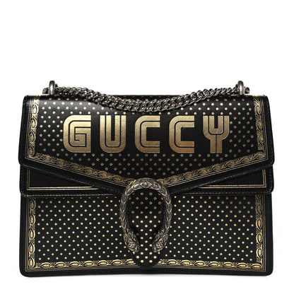 Gucci X SEGA Calfskin GUCCY Stars Medium Dionysus Shoulder Bag Black Gold 1 of 9