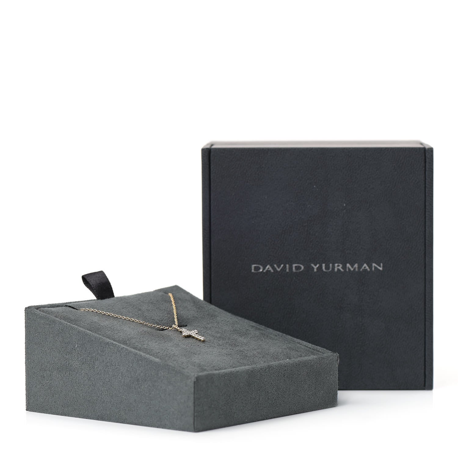 David Yurman 18K Yellow Gold Diamond Cable Collectibles Cross Necklace 6 of 6