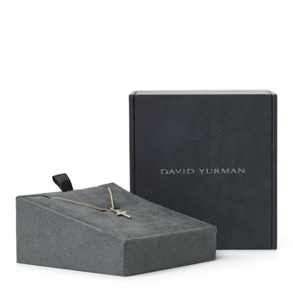 David Yurman 18K Yellow Gold Diamond Cable Collectibles Cross Necklace 6 of 6