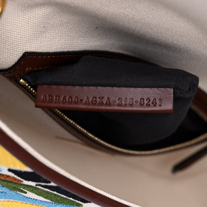 Fendi X SARA COLEMAN Canvas Vitello King Seta FF Fish Eye Embroidered Baguette Grezzo Multicolor Ghianda 7 of 13