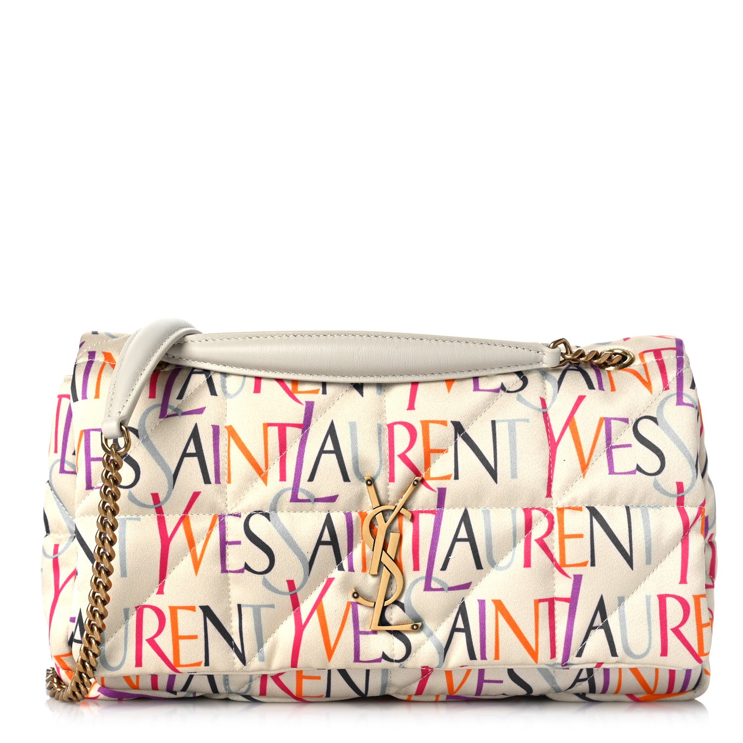 Silk Carre Rive Gauche Print Patchwork Monogram Medium Jamie Multicolor White