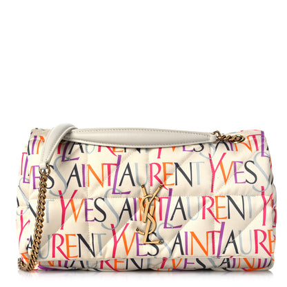 Saint Laurent Silk Carre Rive Gauche Print Patchwork Monogram Medium Jamie Multicolor White 1 of 9