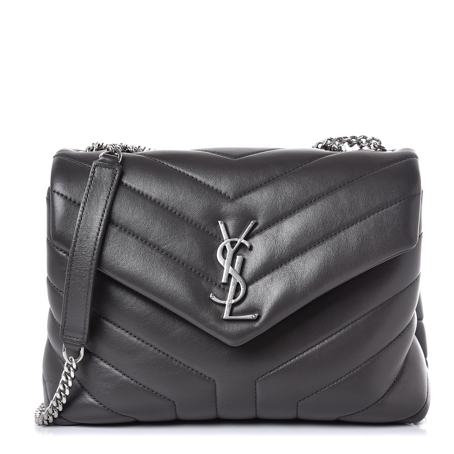 Saint Laurent Calfskin Y Quilted Monogram Small Loulou Chain Satchel Asphalt 1 of 8