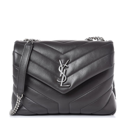 Saint Laurent Calfskin Y Quilted Monogram Small Loulou Chain Satchel Asphalt 1 of 8