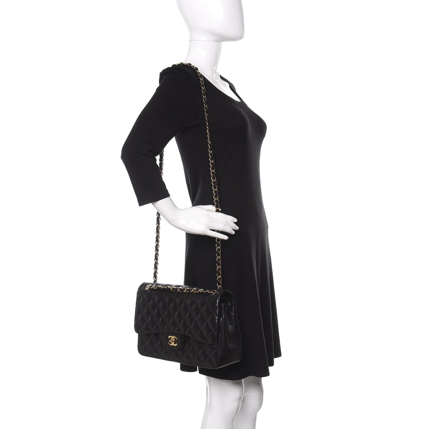 Lambskin Quilted Jumbo Double Flap Black