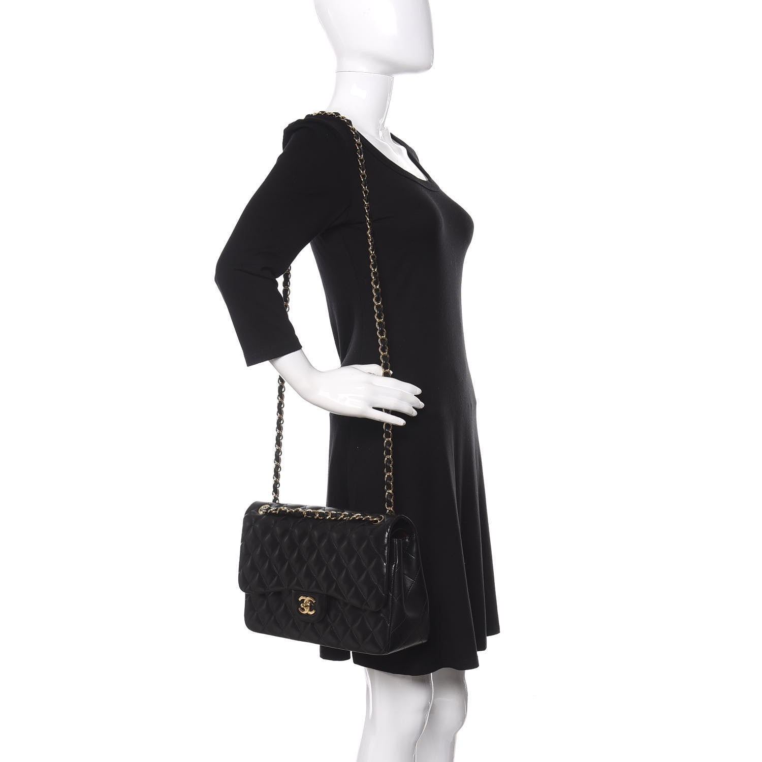 Chanel Lambskin Quilted Jumbo Double Flap Black 3 of 12