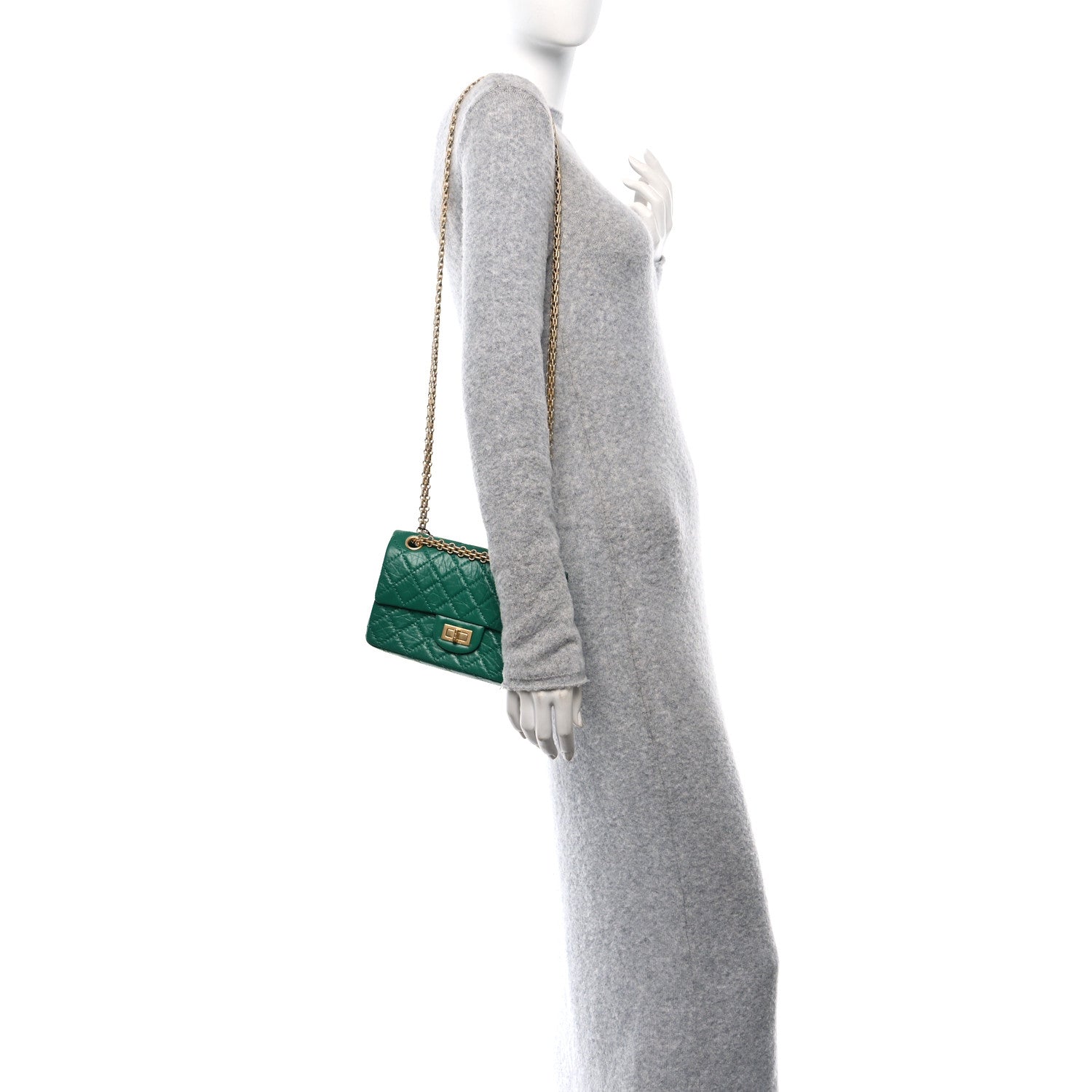 Chanel Aged Calfskin Quilted 2.55 Reissue Mini Flap Green 2 of 11