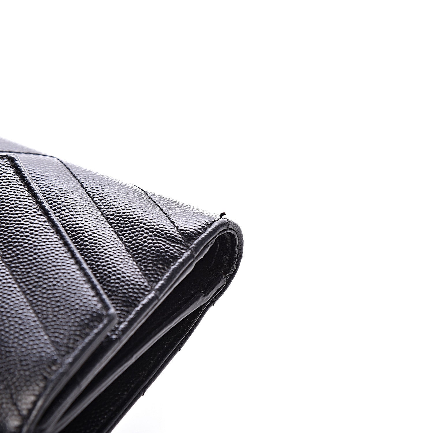 Saint Laurent Grain De Poudre Matelasse Chevron Monogram Compact Tri Fold Wallet Black 10 of 15