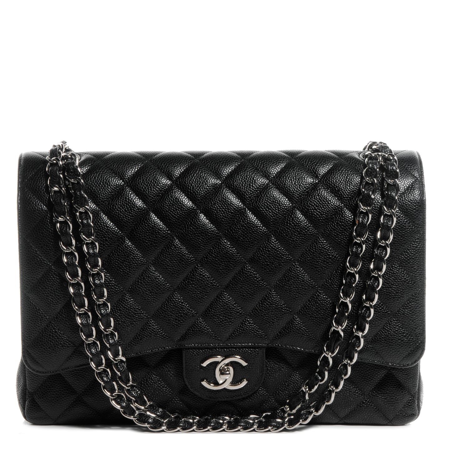 Caviar Quilted Maxi Double Flap Black