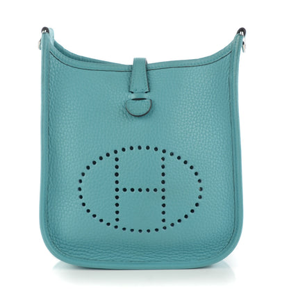 Hermes Taurillon Clemence Amazone Evelyne TPM Bleu Saint Cyr Feu 1 of 9