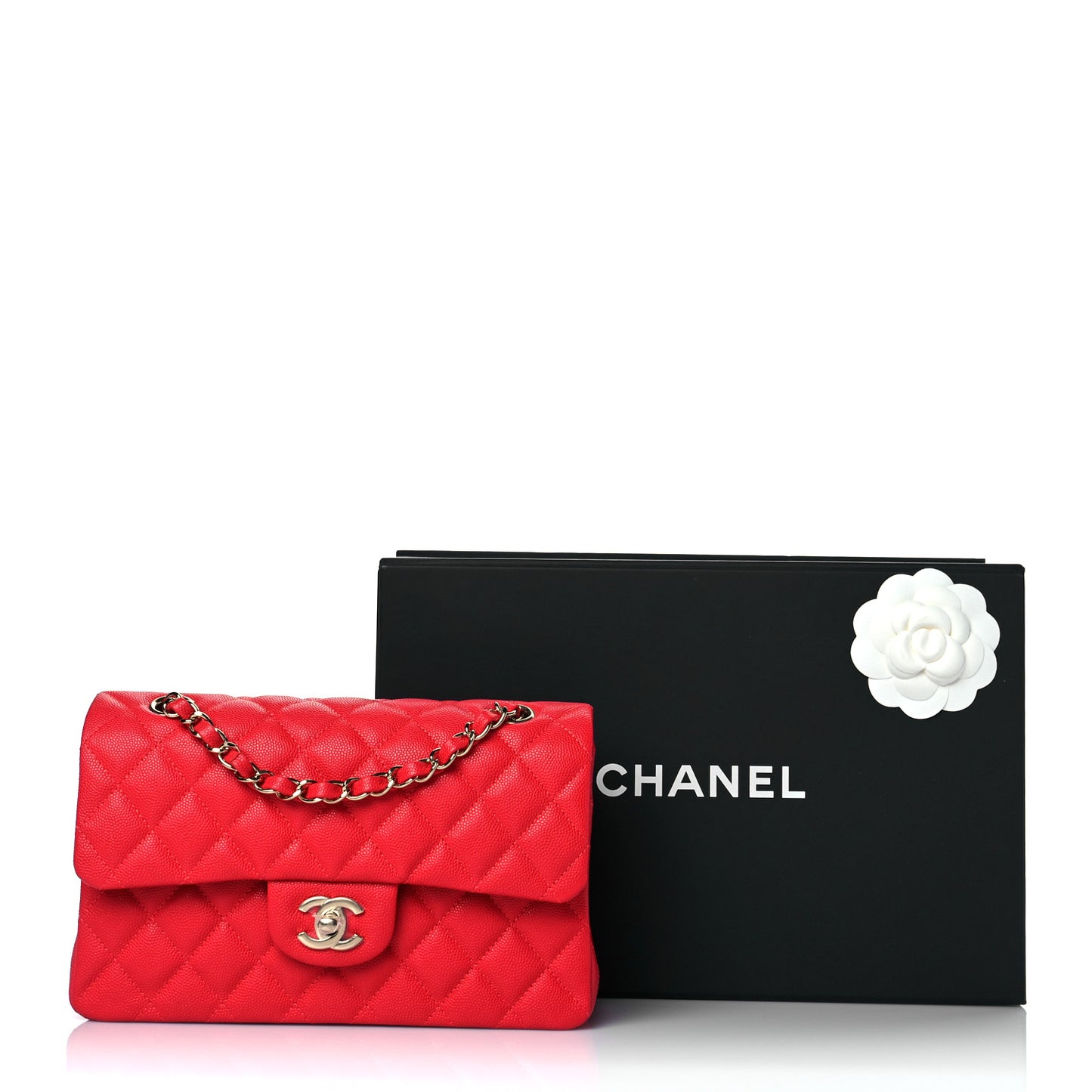 Caviar Quilted Small Double Flap Red