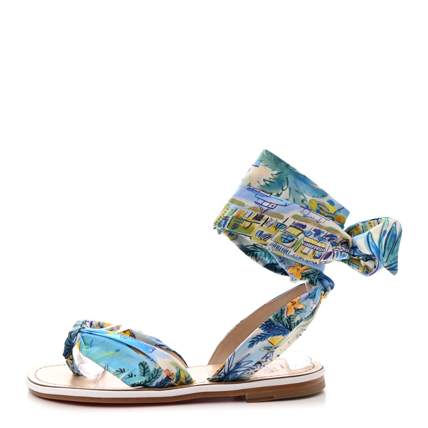 Nappa Crepe Satin Spetsos Flat Sandals 37 Bianco Multicolor