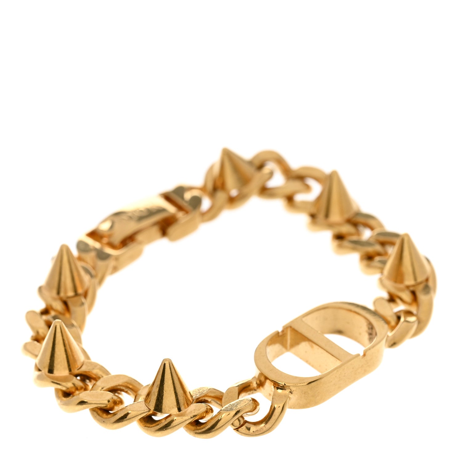 Christian Dior Metal Petit CD Spikes Chain Bracelet Gold 1 of 4