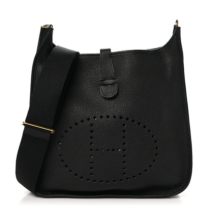 Hermes Taurillon Clemence EVELYNE III GM Black 1 of 10