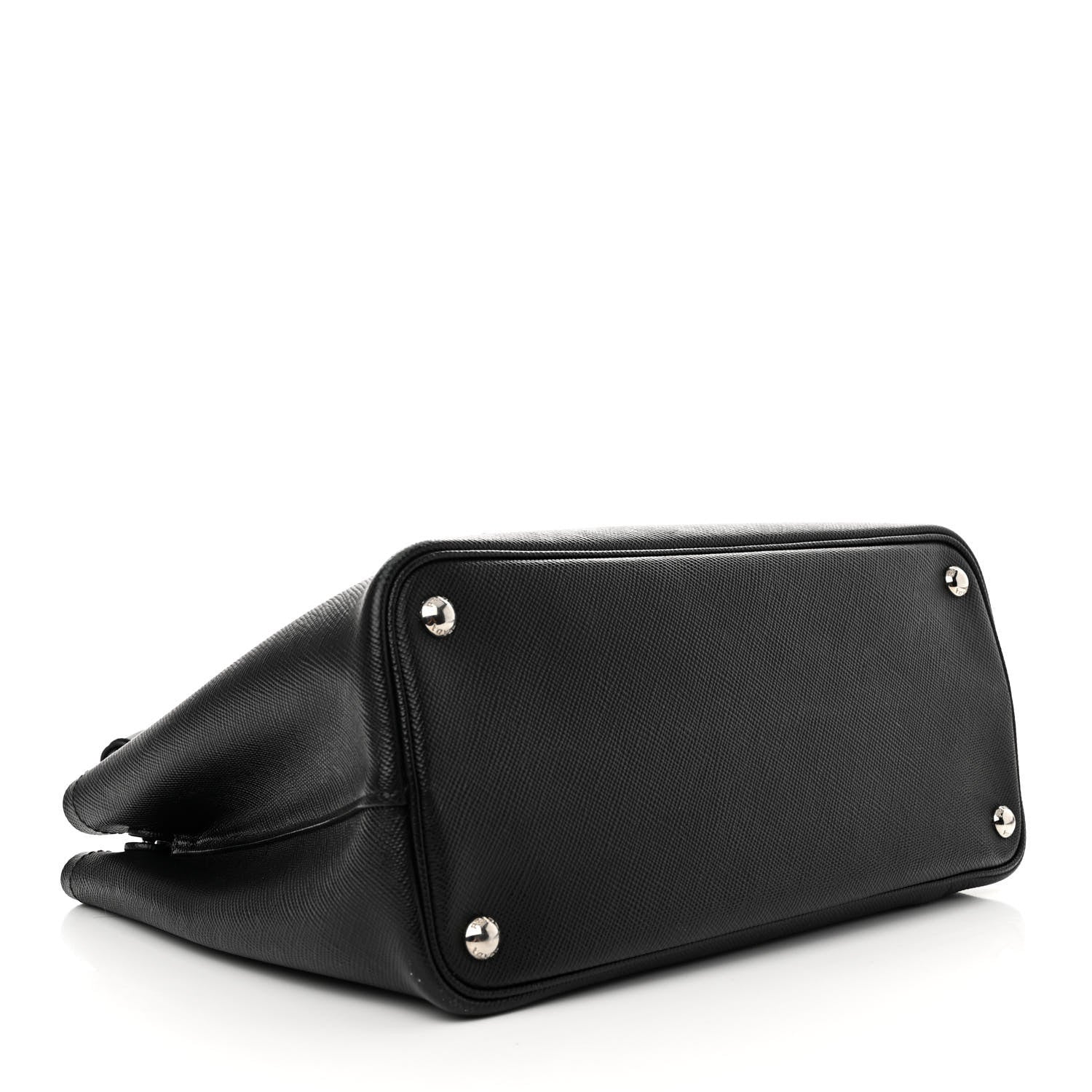 Prada Saffiano Cuir Large Double Bag Black Mughetto 4 of 17