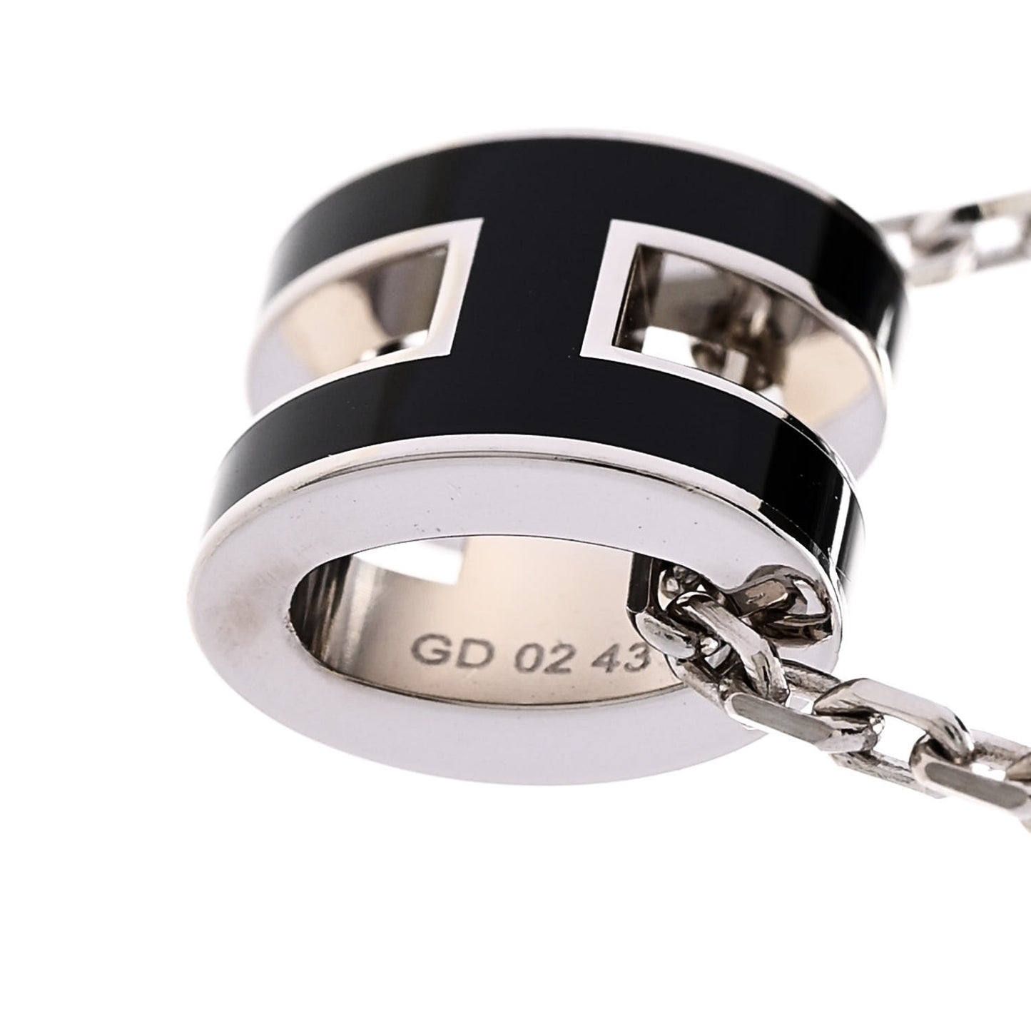 Lacquered Palladium Mini Pop H Pendant Necklace Black