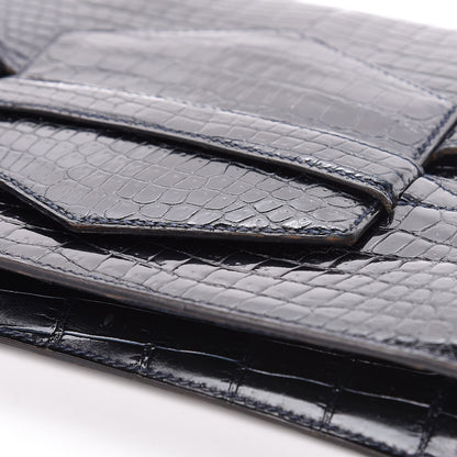 Hermes Shiny Crocodile Faco Clutch Bleu Marine 13 of 16