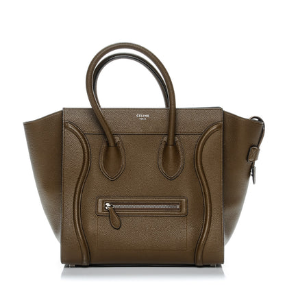 Celine Drummed Calfskin Mini Luggage Moss Green 1 of 10