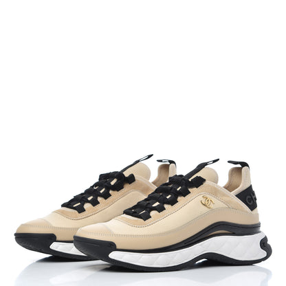 Chanel Velvet Calfskin Mixed Fibers CC Sneakers 38 Beige 3 of 15