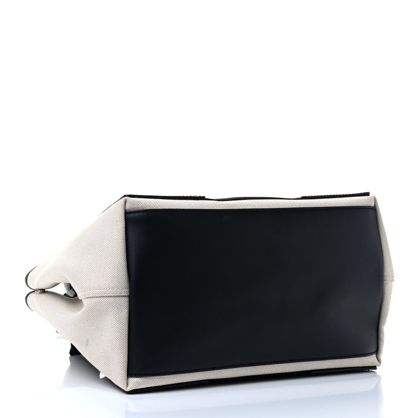 Cotton Canvas Satin Calfskin S Navy Cabas Natural Black