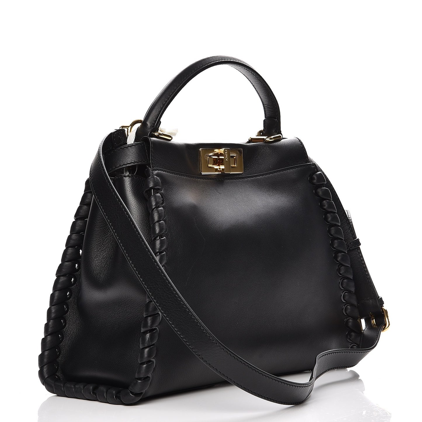 Vitello Seta Lace Up Medium Peekaboo Iconic Satchel Black