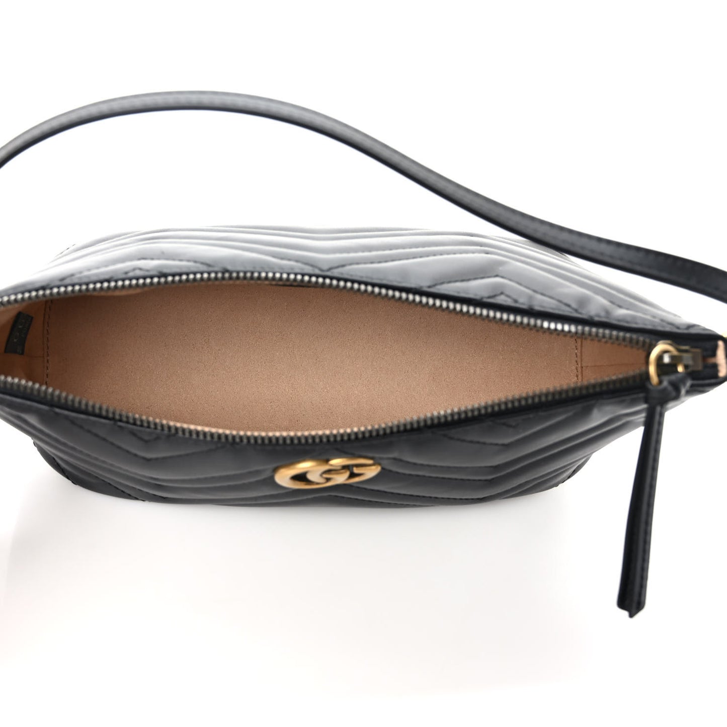 Calfskin Matelasse Chevron GG Marmont Sling Shoulder Bag Black