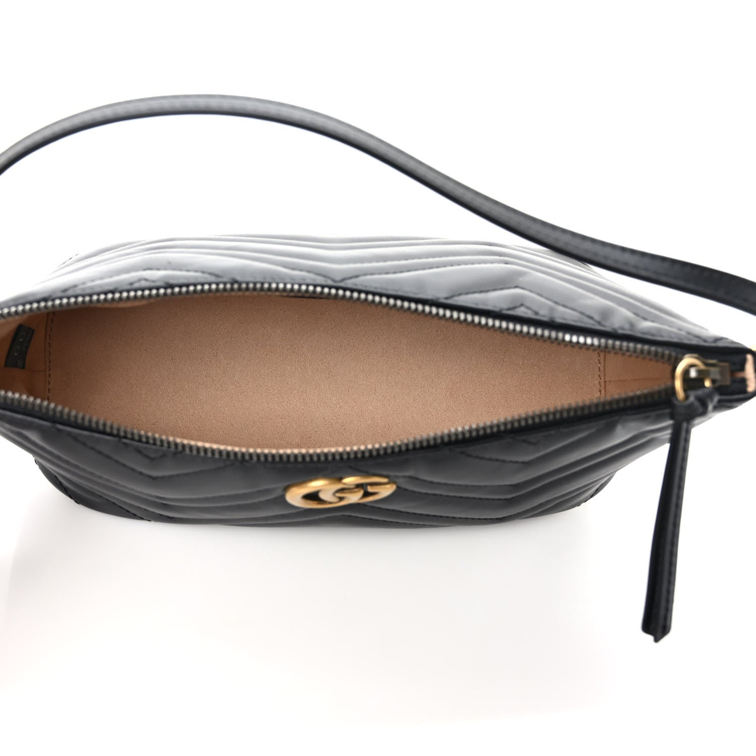 Gucci Calfskin Matelasse Chevron GG Marmont Sling Shoulder Bag Black 5 of 8
