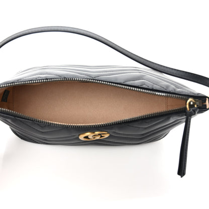 Gucci Calfskin Matelasse Chevron GG Marmont Sling Shoulder Bag Black 5 of 8