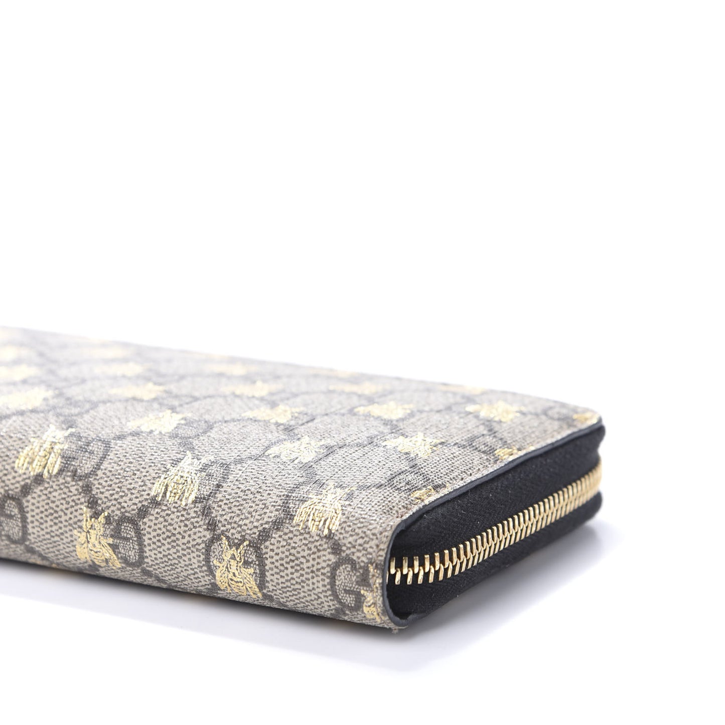 GG Supreme Monogram Bees Zip Around Wallet